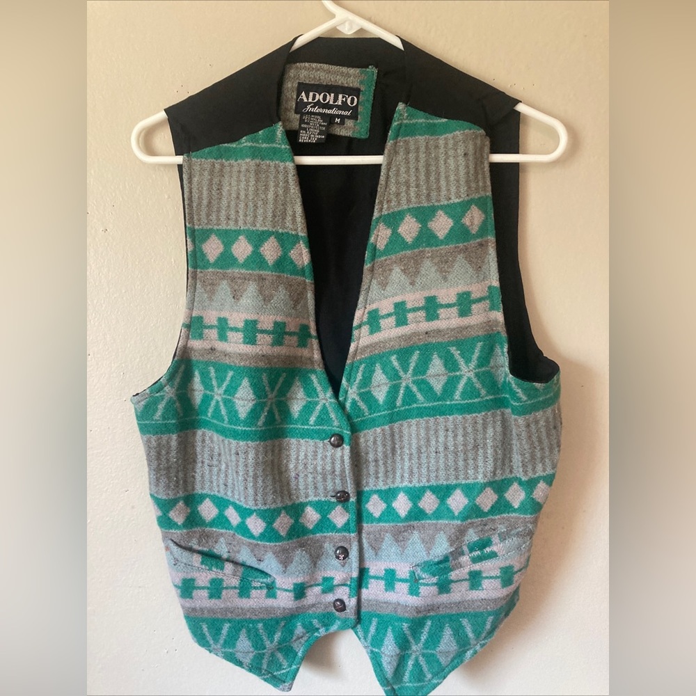 Vintage Adolfo sweater vest. Geometric design size medium
